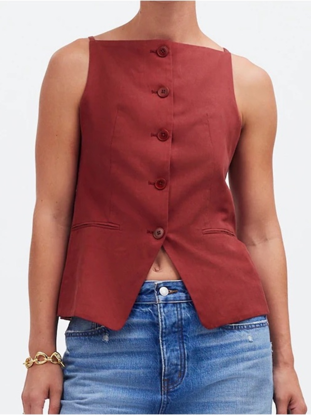 Madewell Square Neck Vest in Drapey Twill : 0